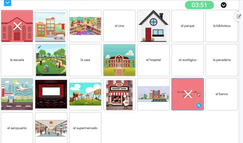 Nearpod Matching pairs Spanish activity with timer