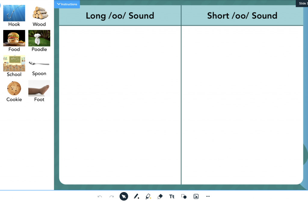 Long /oo/ Sound vs. Short /oo/ Sound Drag and Drop activity