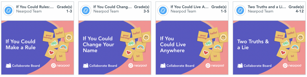 Nearpod premade Collaborate Board SEL activities