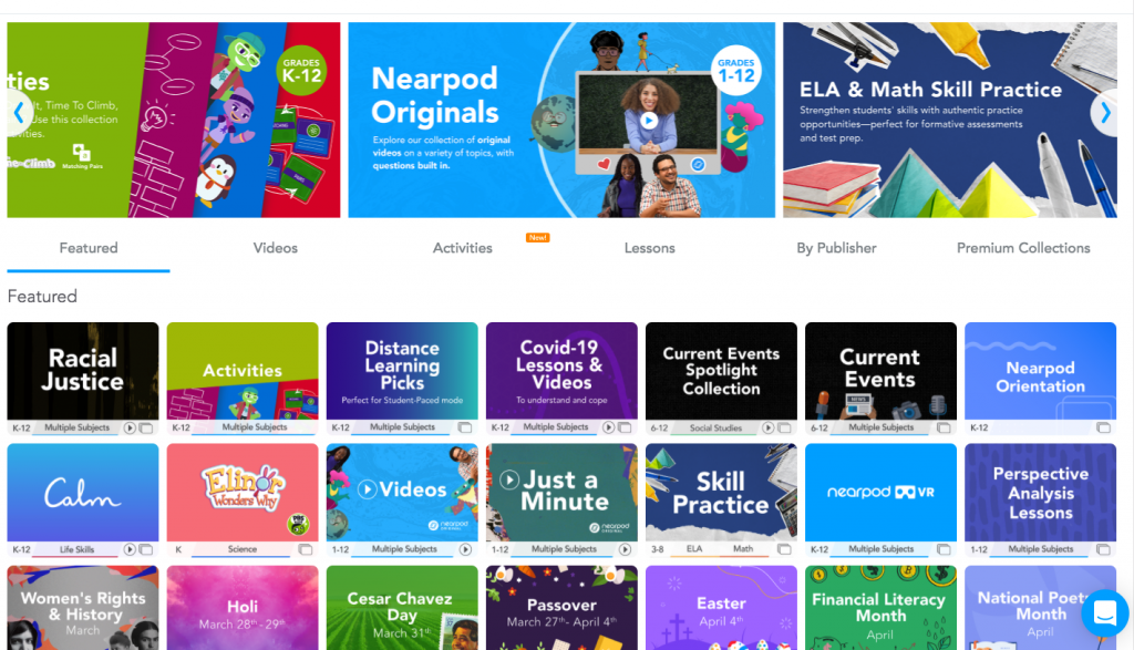 Nearpod's lesson library